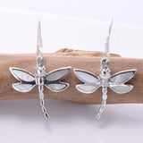 E698 - 925 and MOP dragonfly earrings