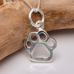 P758 - Silver paw print pendant
