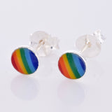 S302 Rainbow silver stud earrings