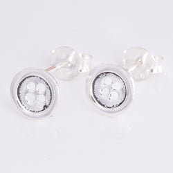 S327 - Silver button stud earrings