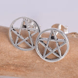 S219 - Pentagram 10mm Disc Stud Earrings