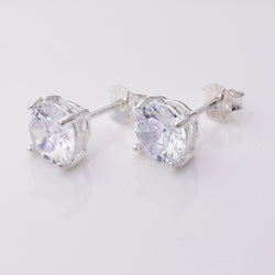 S763 - 925 silver 7mm CZ casting stud earrings