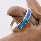 R244 - 925 silver and lab opal band ring