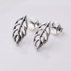 S745 - 925 silver leaf stud earrings