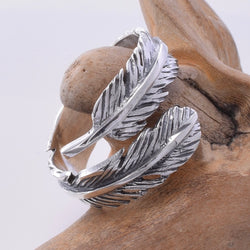 R185 - 925 silver feather wrap ring