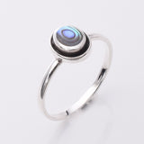 R243 - 925 silver abalone oval cabochon ring