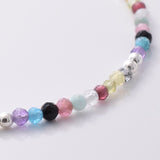 B025 - Silver and mix gemstones and 925 bead bracelet