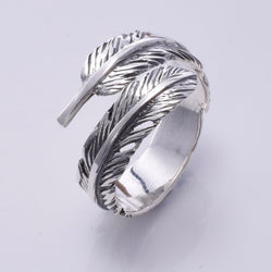 R185 - 925 silver feather wrap ring