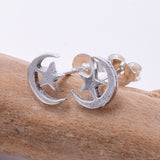 S672 - 925 silver moon and star stud earrings
