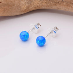 S751 - 925 silver 4mm lab opal stud earrings