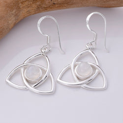E747 - 925 Silver celtic knot moonstone earrings