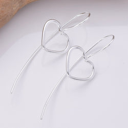 E735 - 925 Silver heart wire climber earrings