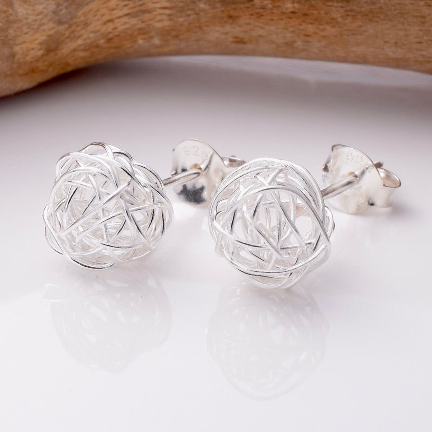 S050 - 925 silver wirework ball stud earrings