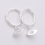 E770 - 925 Silver and CZ stone eye shape hoop
