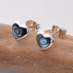 S778 - 925 silver 6mm abalone heart stud earrings