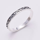 R161 - Silver Aztec  thin band stacking ring