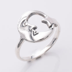 R241 - 925 silver crescent moon and star ring