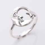 R241 - 925 silver crescent moon and star ring
