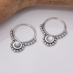 E767 - 925 Silver and MOP hoop earrings