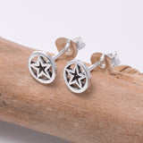 S666 - 925 silver disc with star stud earrings