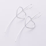 E735 - 925 Silver heart wire climber earrings