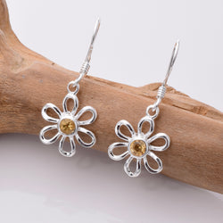 E750 - 925 Silver and citrine daisy earrings