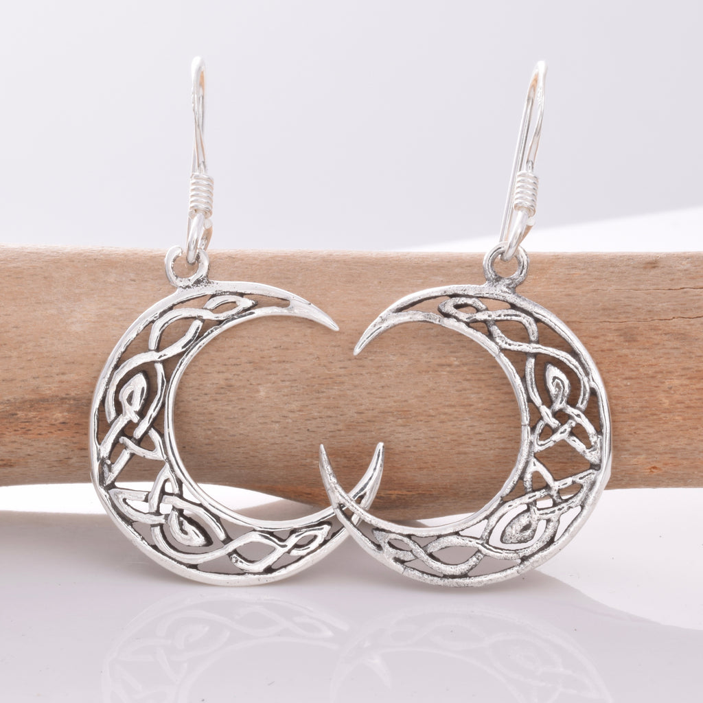 925 silver Celtic moon earrings
