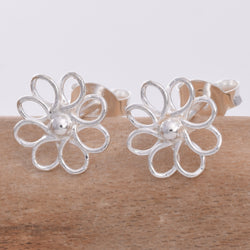 925 silver flower stud earrings