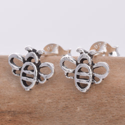 Bumble bee silver stud earrings