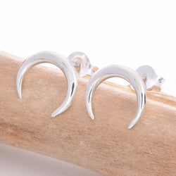 S471 - Goddess Crescent Moon Silver stud earrings