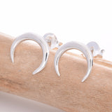 S471 - Goddess Crescent Moon Silver stud earrings