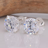 S025 - 8mm CZ 4 Claw Cast Stud Earrings