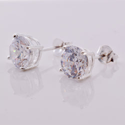 S025 - 8mm CZ 4 Claw Cast Stud Earrings
