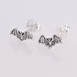 S490 - Silver bat stud earrings