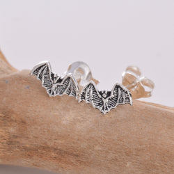 S490 - Silver bat stud earrings