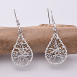 E096 - Wire wrap oval drop earring