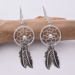 E166 - Silver dreamcatcher earrings