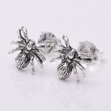 S651 - Silver spider stud earrings
