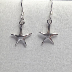 E297 Silver Starfish 12mm Earrings on fish hook