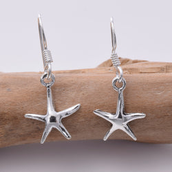 E297 Silver Starfish 12mm Earrings on fish hook