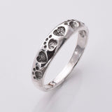 R232 - Paw and heart silver band ring