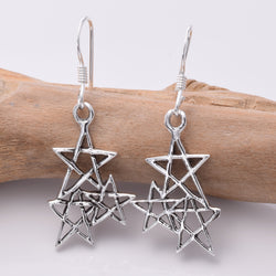 E419 Sterling silver triple star earrings