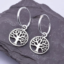 E444 - Tree of life hoop earrings