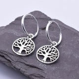 E444 - Tree of life hoop earrings