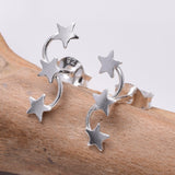 S648 - Silver triple star stud earrings
