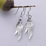 E464 - Double feather drop earrings
