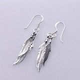 E464 - Double feather drop earrings