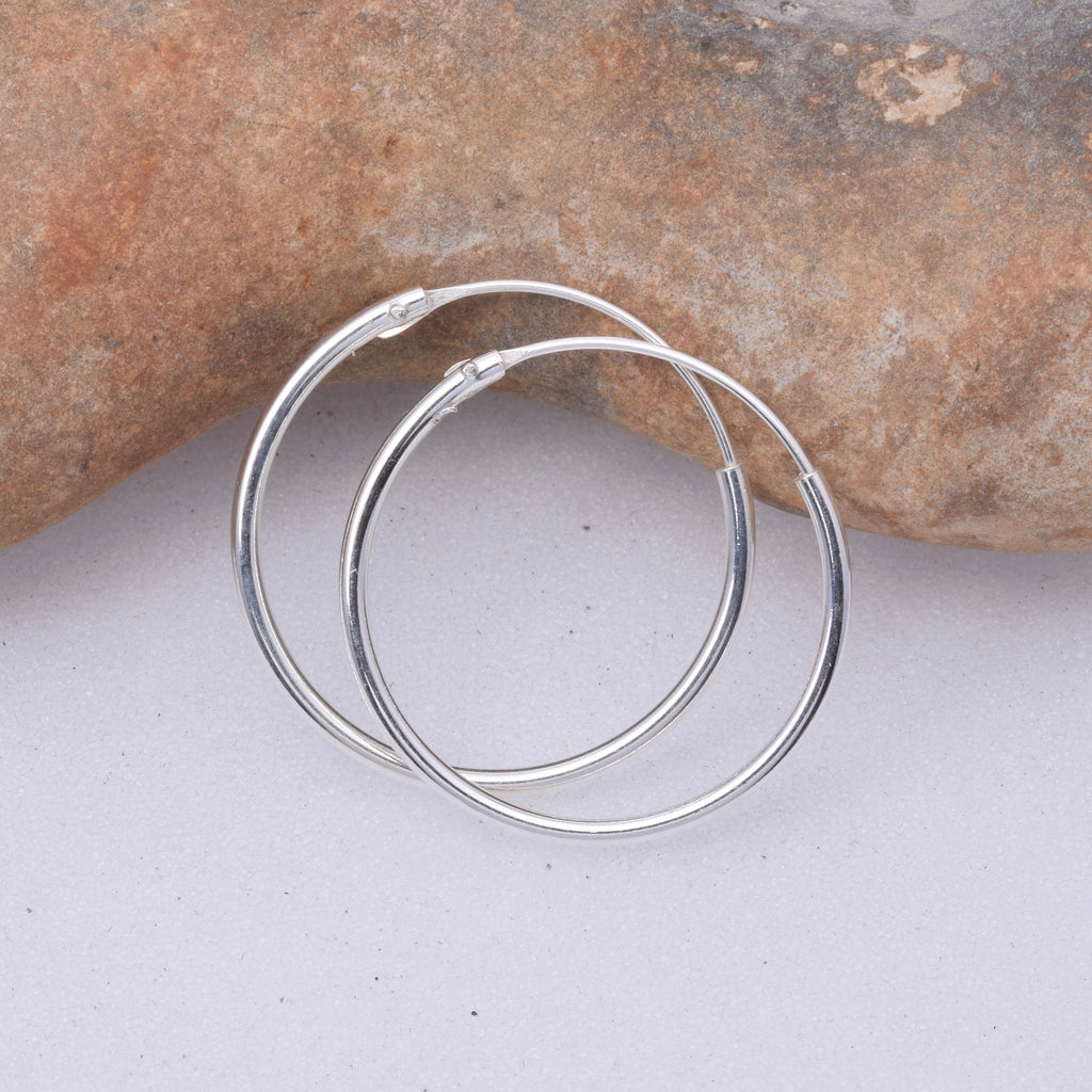 E490 - 925 Silver 40mm Sleeper hoop earrings