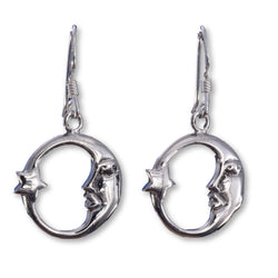 E534 - Moon & star silver earrings