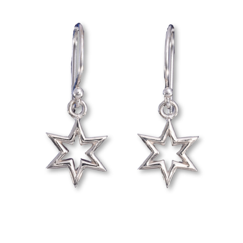 E544 - Tiny six point star drop earring